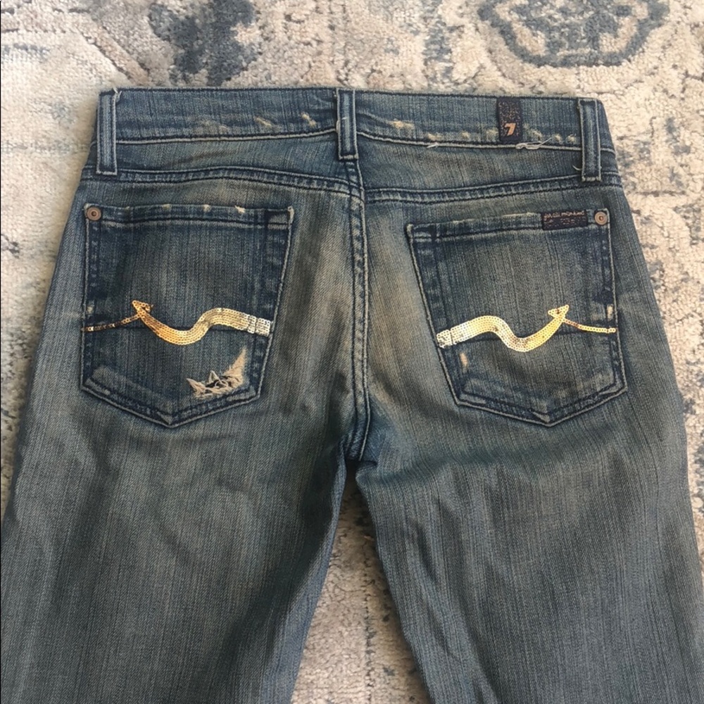 7 jeans with silver/gold pocket detail